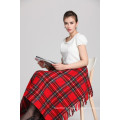 China Factory Acrylic Woven Wholesale Scottish Knee Blanket With Tassel